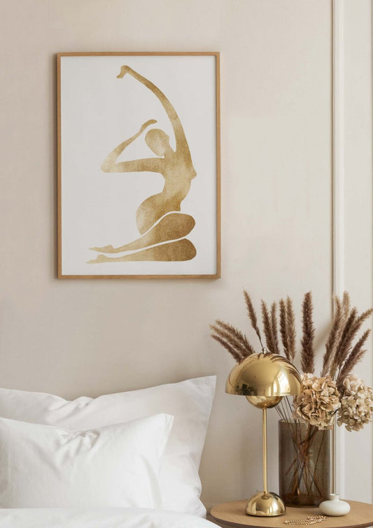 Watercolor gold figure poster for nursery and home wall decor.