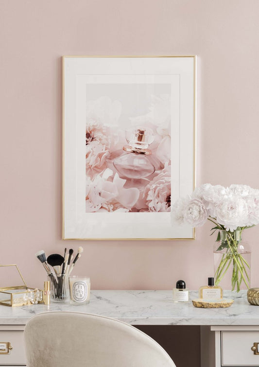 Watercolor pink scent poster for nursery and home wall decor.
