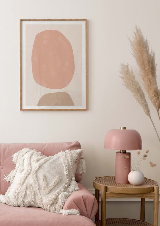 Watercolor pink and beige abstract no1 poster for nursery and home wall decor.