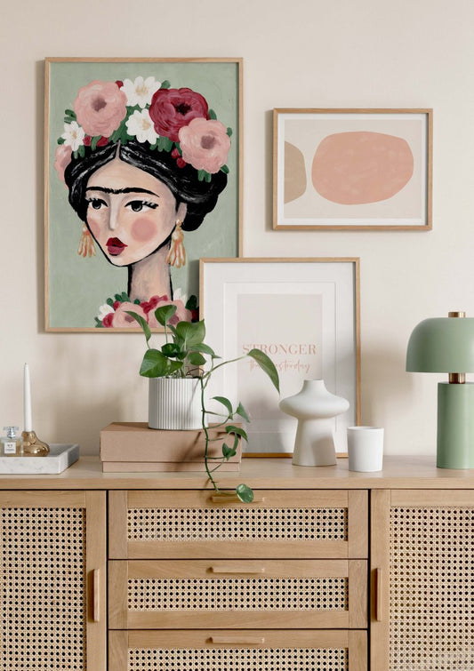 Watercolor stronger than yesterday poster for nursery and home wall decor.