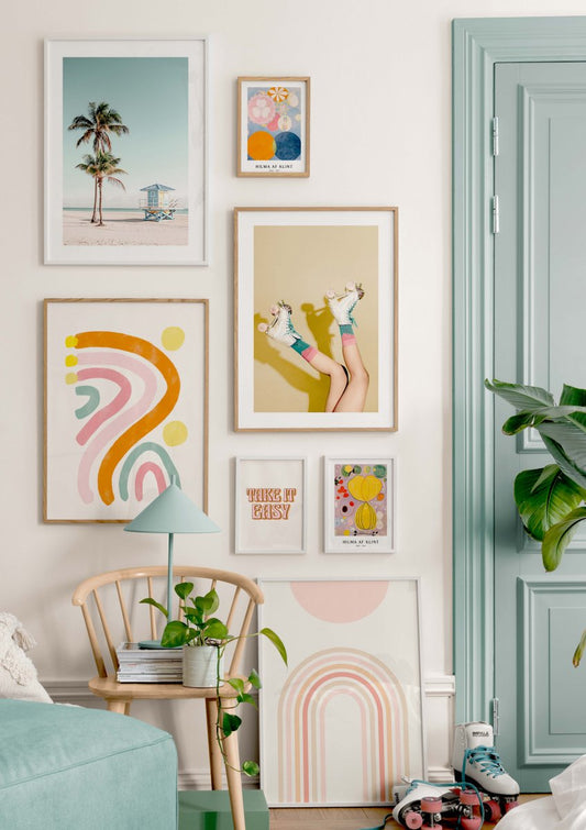 Watercolor take it easy poster for nursery and home wall decor.