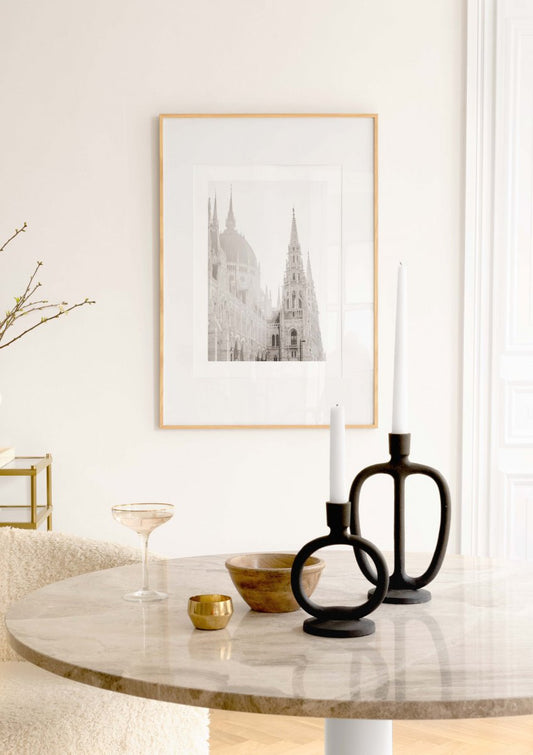 Watercolor budapest building poster for nursery and home wall decor.