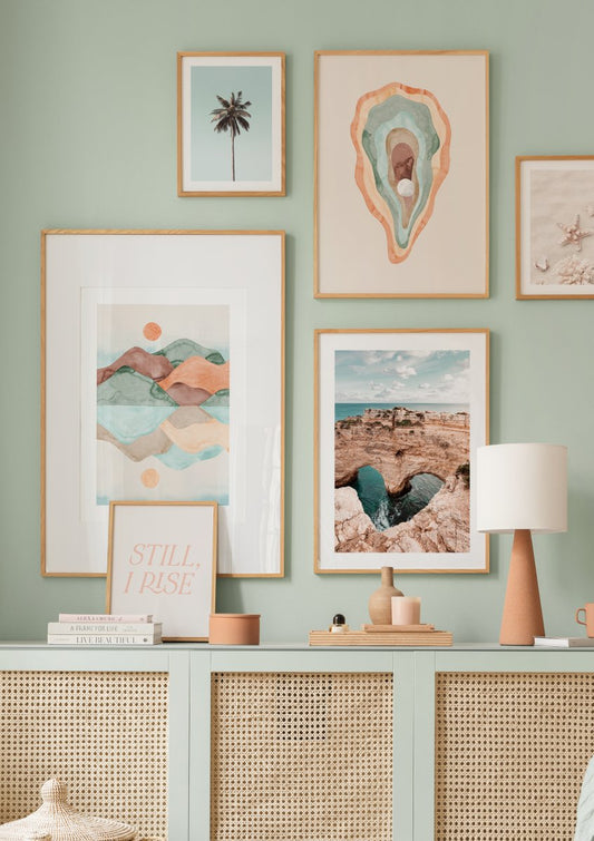 Watercolor watercolour oyster poster for nursery and home wall decor.