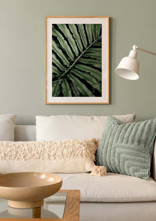 Watercolor green fern poster for nursery and home wall decor.