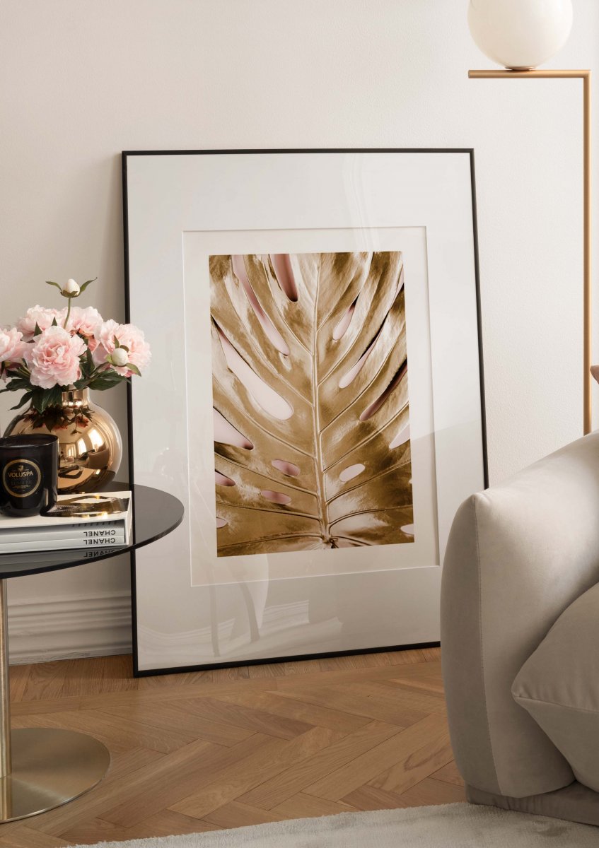 Watercolor gold leaf no2 poster for nursery and home wall decor.