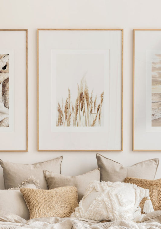 Watercolor reeds poster for nursery and home wall decor.