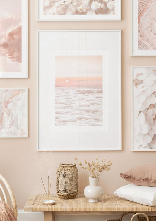 Watercolor over the clouds poster for nursery and home wall decor.