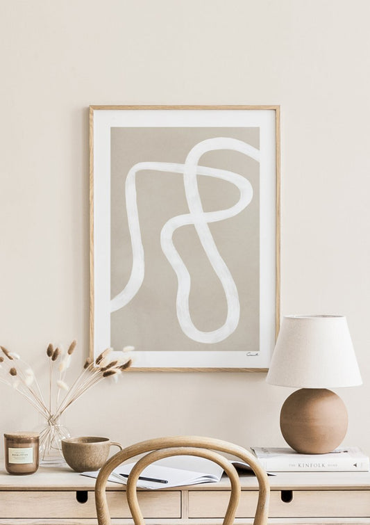 Watercolor curves poster for nursery and home wall decor.