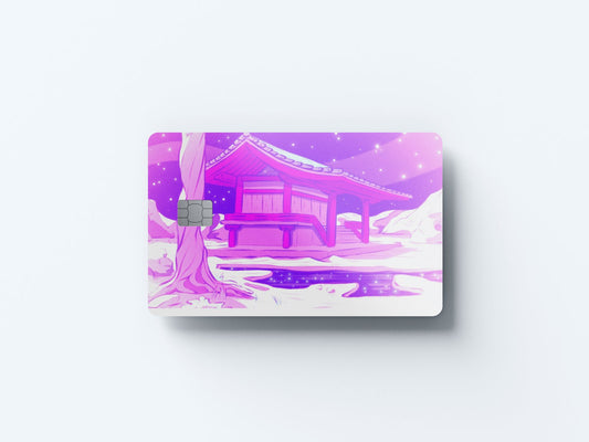 Watercolor pagoda design | credit card sticker | small chip | credit card skin for nursery and home wall decor.