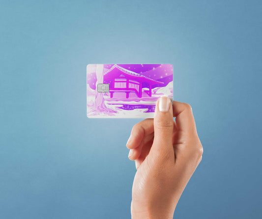 Watercolor pagoda design | credit card sticker | small chip | credit card skin for nursery and home wall decor.