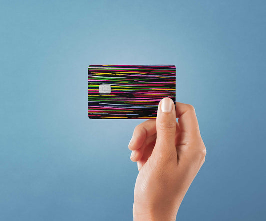 Watercolor paint stroke black design | credit card sticker | small chip | credit card skin for nursery and home wall decor.