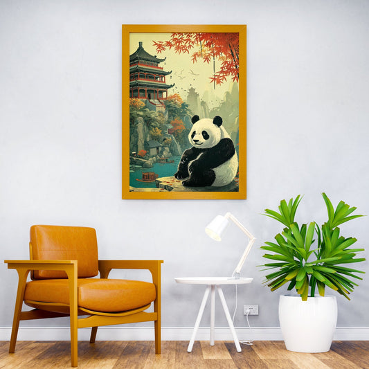 panda japanese landscape Asian Style Poster  | Wall Art for Home & Office | High-Quality Print