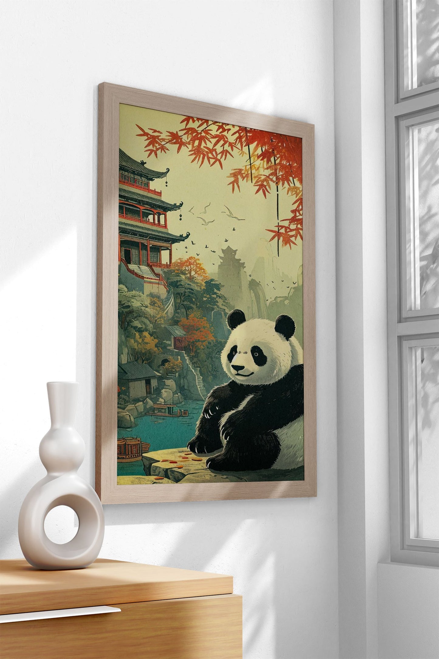 panda japanese landscape Asian Style Poster  | Wall Art for Home & Office | High-Quality Print