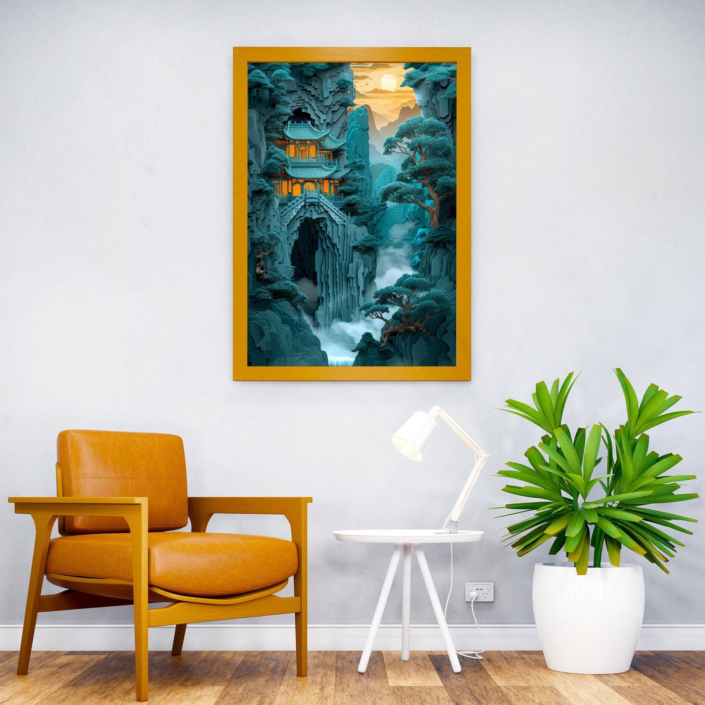 papercut Chinese temple Asian Style Poster |  Wall Art for Home & Office | High-Quality Print