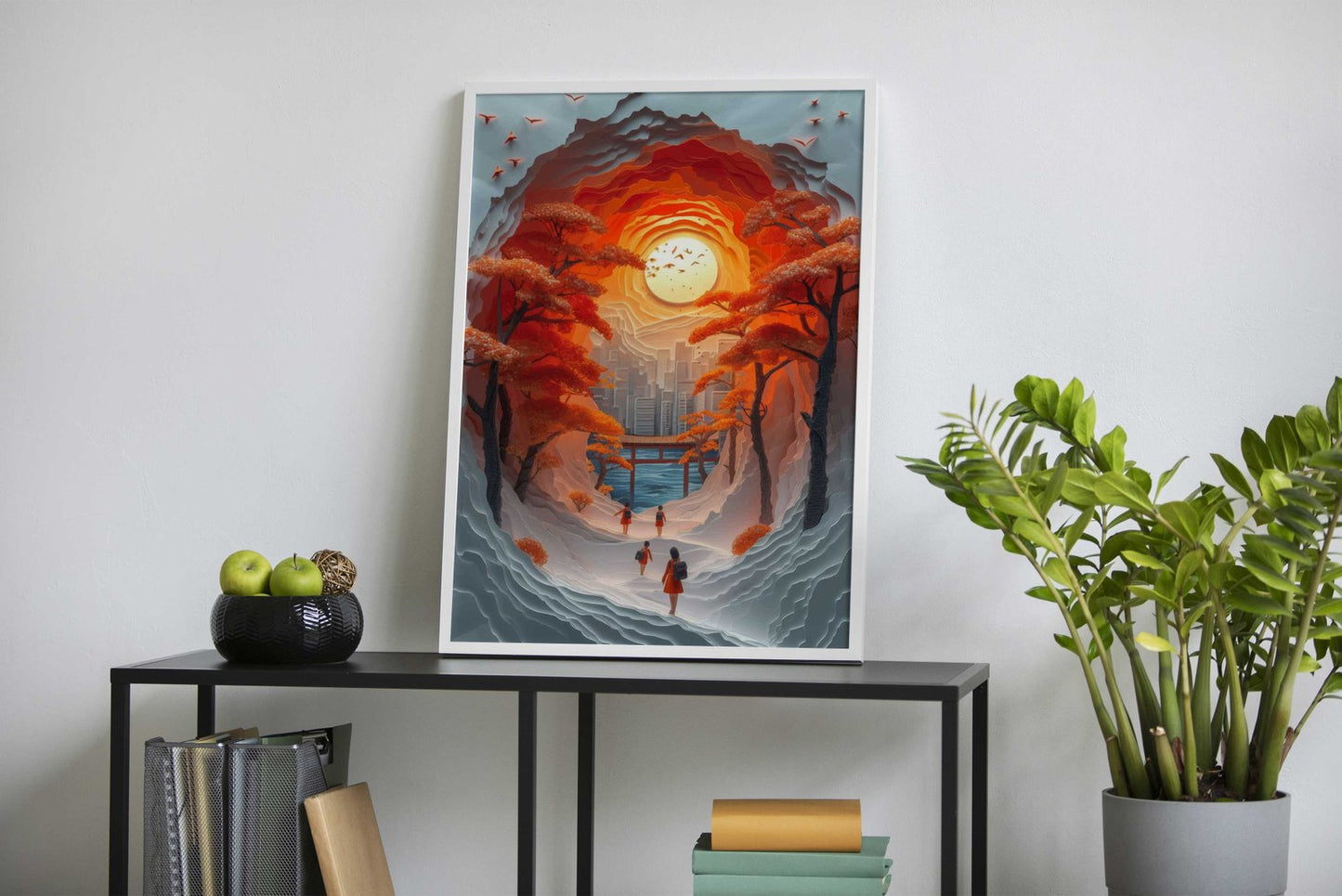 papercut sunset art Asian Style Poster | Wall A rt for Home & Office | High-Quality Print