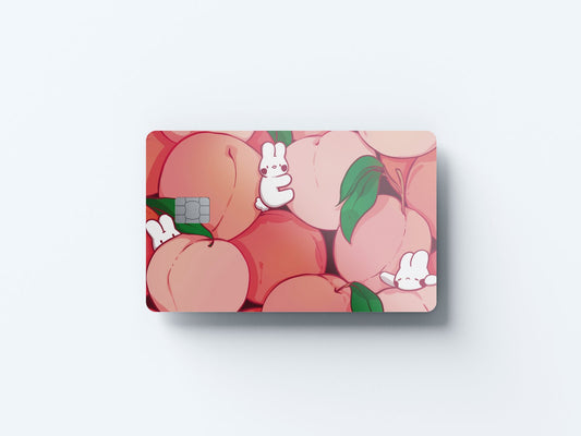 Watercolor peach bunnies design | credit card sticker | small chip | credit card skin for nursery and home wall decor.