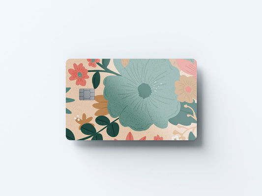 Watercolor peach floral design | credit card sticker | small chip | credit card skin for nursery and home wall decor.