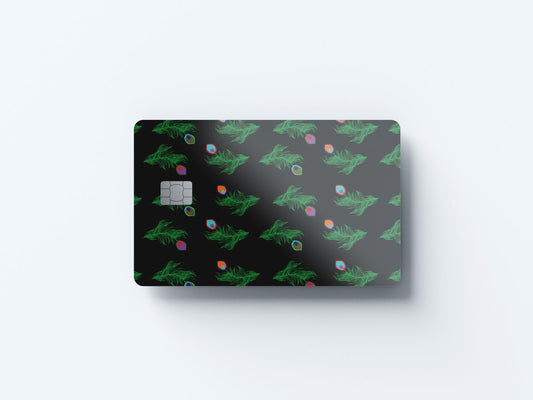 Watercolor peacock pattern design | credit card sticker | small chip | credit card skin for nursery and home wall decor.