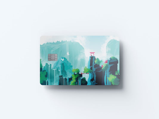 Watercolor peak falls design | credit card sticker | small chip | credit card skin for nursery and home wall decor.