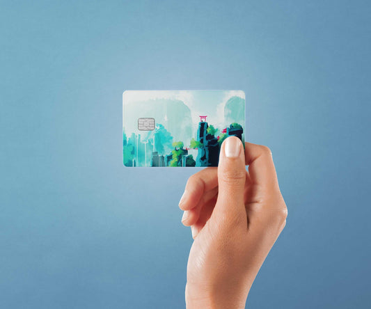 Watercolor peak falls design | credit card sticker | small chip | credit card skin for nursery and home wall decor.