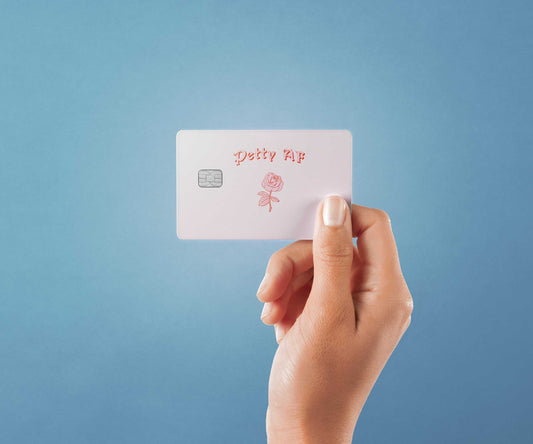 Watercolor petty af design | credit card sticker | small chip | credit card skin for nursery and home wall decor.