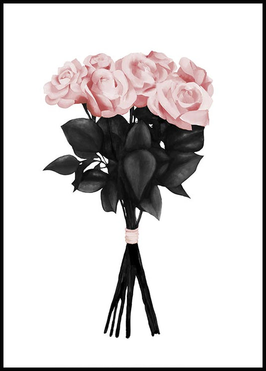 Watercolor peytil pink bouquet poster for nursery and home wall decor.