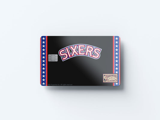 Watercolor philadelphia 76ers away warmups hardwood classics design | credit card sticker | small chip | credit card skin for nursery and home wall decor.