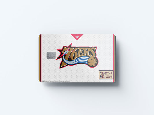 Watercolor philadelphia 76ers home hardwood classics design | credit card sticker | small chip | credit card skin for nursery and home wall decor.