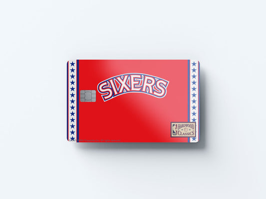 Watercolor philadelphia 76ers home warmups hardwood classics design | credit card sticker | small chip | credit card skin for nursery and home wall decor.