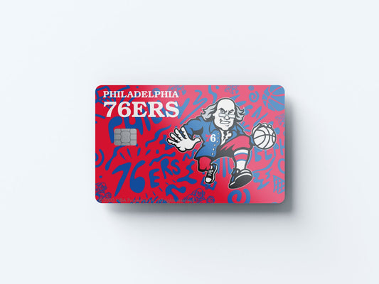 Watercolor philadelphia 76ers team mural design | credit card sticker | small chip | credit card skin for nursery and home wall decor.
