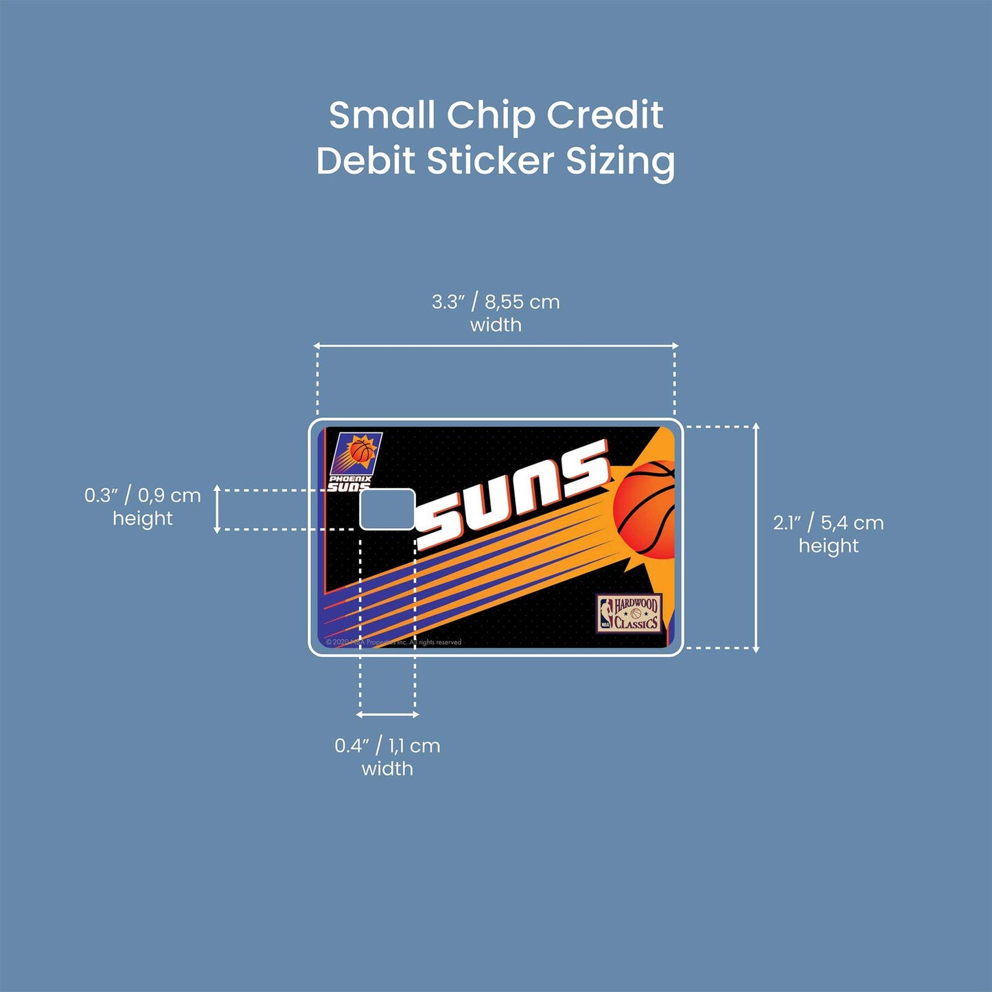 Phoenix Suns Away Hardwood Classics Design | Credit Card Sticker | Small Chip | Credit Card Skin