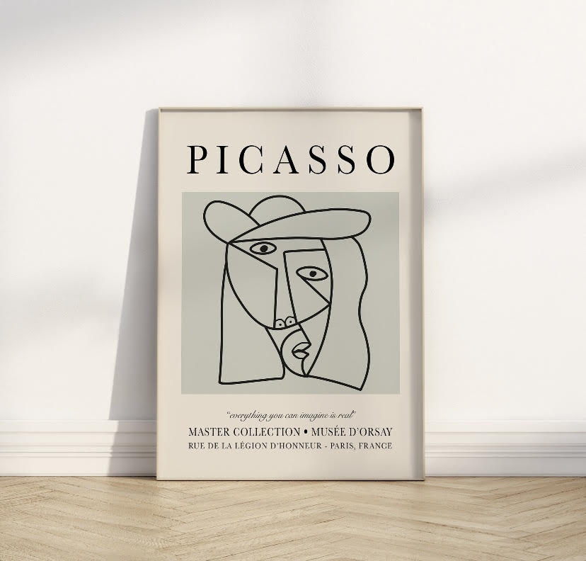 Set of Three Picasso Poster Prints | Iconic Artist Wall Art | Grey Picasso Print Collection
