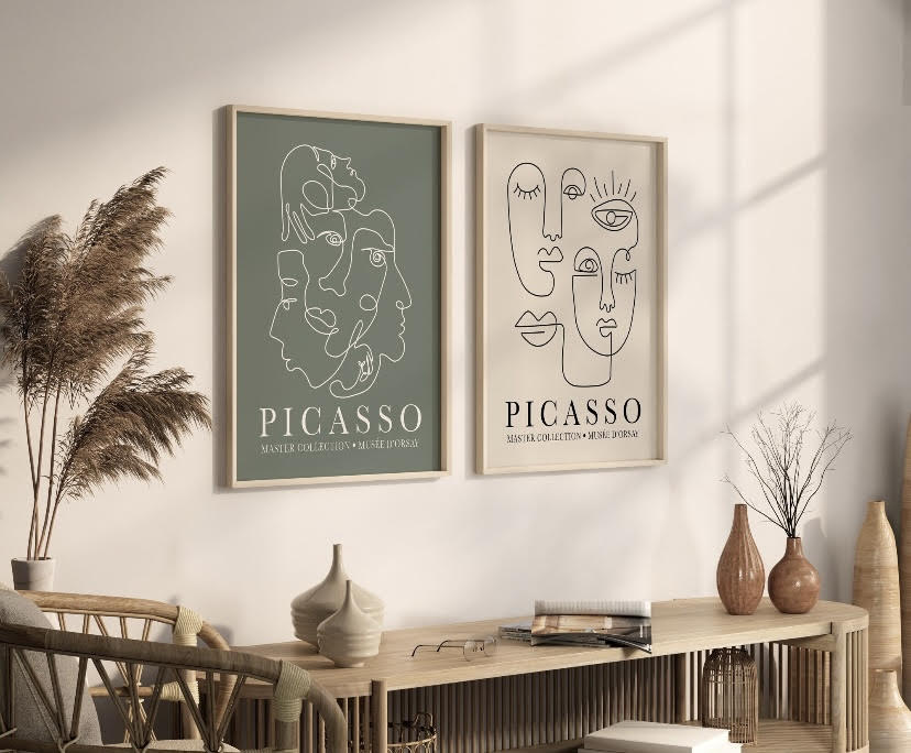Set of Two Abstract Face Prints Inspired by Picasso at Musée d'Orsay