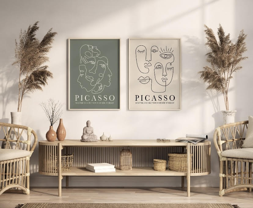 Set of Two Abstract Face Prints Inspired by Picasso at Musée d'Orsay
