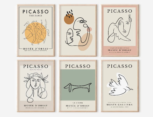 Six-Piece Abstract Picasso Gallery Wall Art Collection