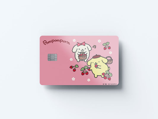 Watercolor picking strawberrys design | credit card sticker | small chip | credit card skin for nursery and home wall decor.