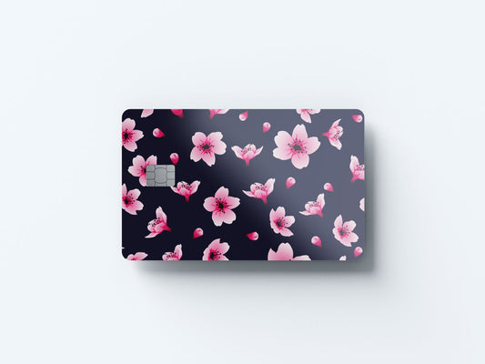 Watercolor pink blossom design | credit card sticker | small chip | credit card skin for nursery and home wall decor.