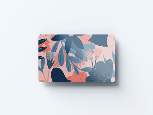 Watercolor pink blue floral design | credit card sticker | small chip | credit card skin for nursery and home wall decor.