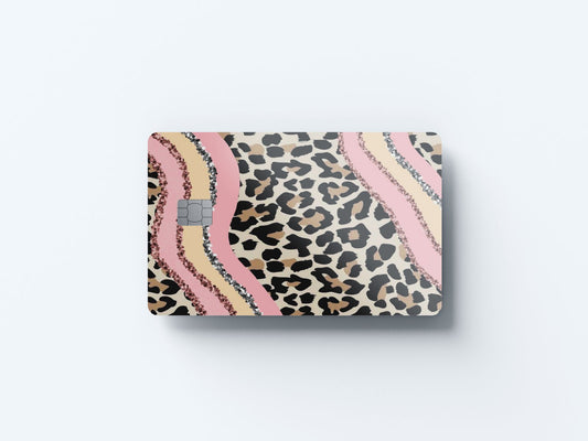 Watercolor pink cheetah glitter design | credit card sticker | small chip | credit card skin for nursery and home wall decor.