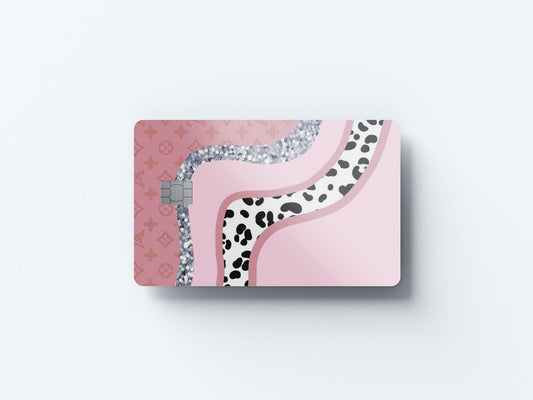 Watercolor pink glitter design | credit card sticker | small chip | credit card skin for nursery and home wall decor.