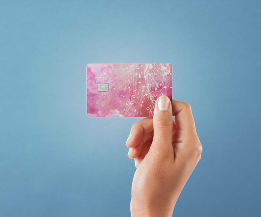 Watercolor pink splash design | credit card sticker | small chip | credit card skin for nursery and home wall decor.