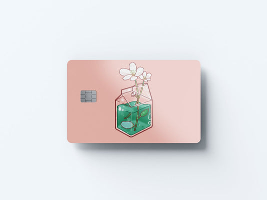 Watercolor pint tea design | credit card sticker | small chip | credit card skin for nursery and home wall decor.