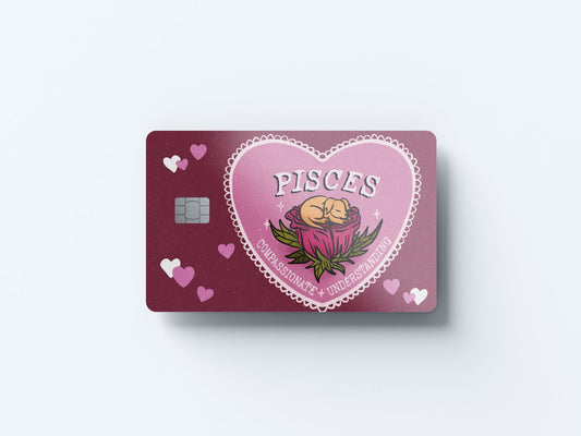 Watercolor pisces puppy love design | credit card sticker | small chip | credit card skin for nursery and home wall decor.