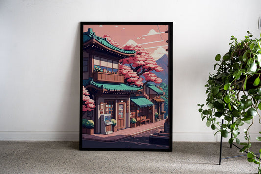 pixel calm sret Asian Style Poster | Wall Art for  Home & Office | High-Quality Print