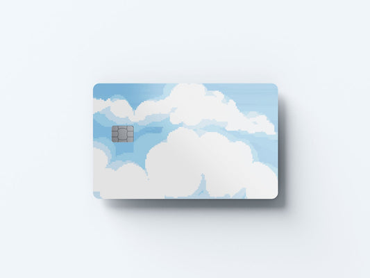 Watercolor pixel clouds design | credit card sticker | small chip | credit card skin for nursery and home wall decor.