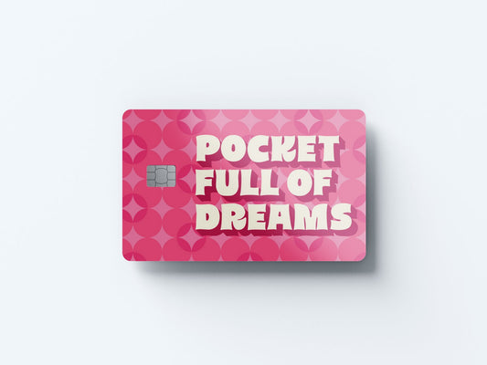 Watercolor pocket full of dreams design | credit card sticker | small chip | credit card skin for nursery and home wall decor.