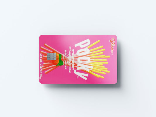 Watercolor pocky strawberry design | credit card sticker | small chip | credit card skin for nursery and home wall decor.