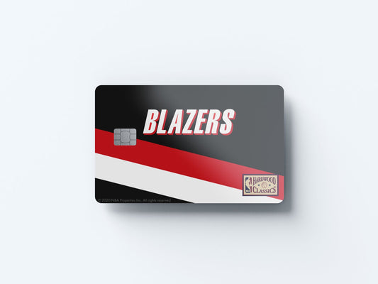 Watercolor portland trail blazers away hardwood classics design | credit card sticker | small chip | credit card skin for nursery and home wall decor.