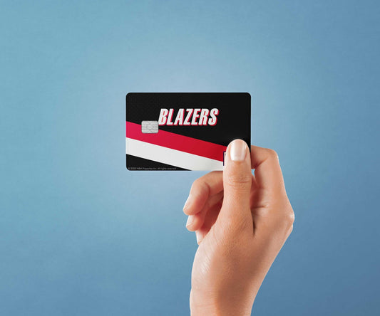 Watercolor portland trail blazers away hardwood classics design | credit card sticker | small chip | credit card skin for nursery and home wall decor.