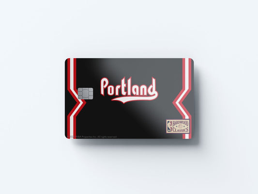 Watercolor portland trail blazers away warmups hardwood classics design | credit card sticker | small chip | credit card skin for nursery and home wall decor.
